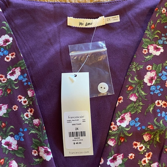 Mi Ami floral NWT 2X purple floral dress button front ruffles plus size dresses - Picture 13 of 14